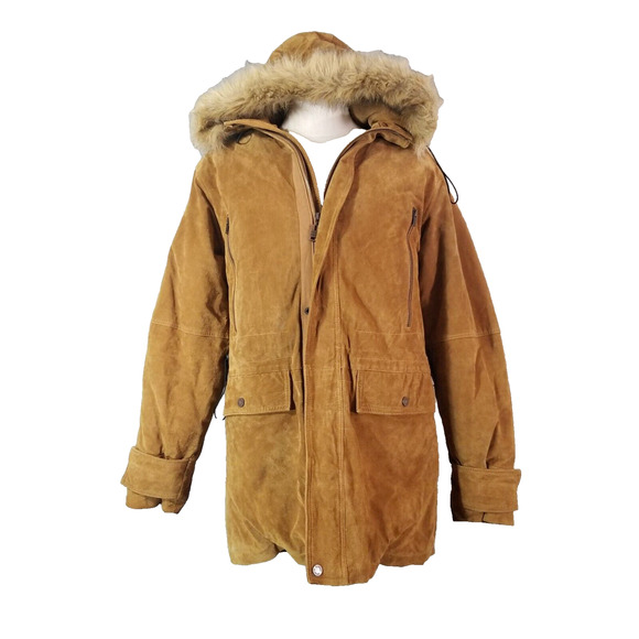 Wilsons Leather M Julian Suede Parka Coat Mens Small Brown Heavy Winter - Picture 1 of 16